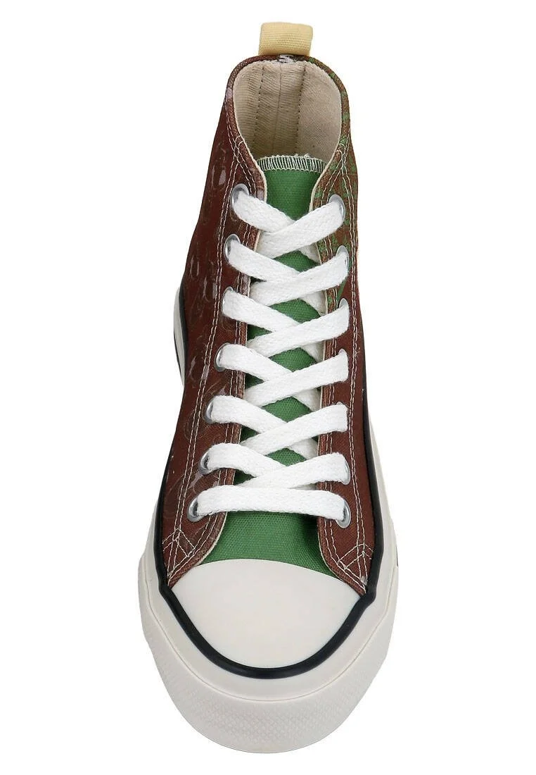 Women Vegan Brown High Sneakers - Camping Scooby Doo Design