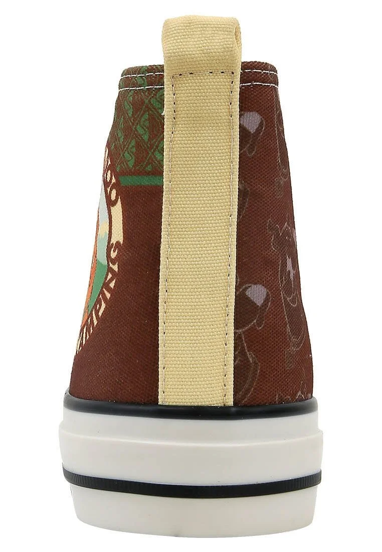 Women Vegan Brown High Sneakers - Camping Scooby Doo Design