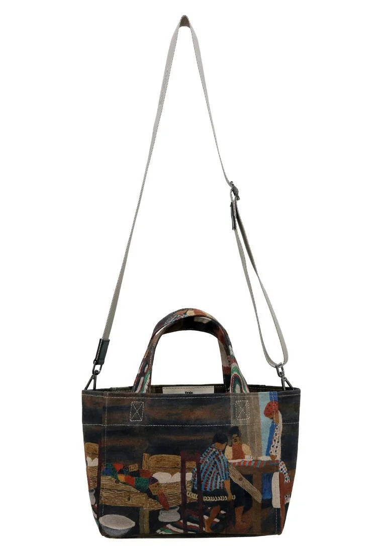 Kadın Vegan Çok Renkli Medium Tote Bag - Family Time Tasarım