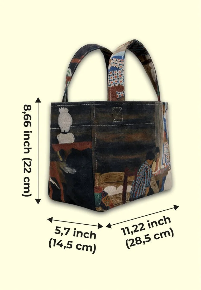 Kadın Vegan Çok Renkli Medium Tote Bag - Family Time Tasarım