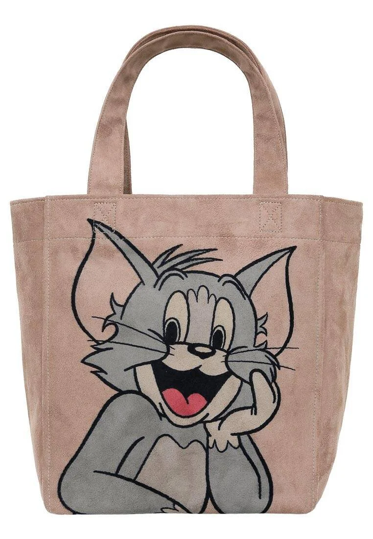 Women Vegan Cream Large Tote Bag - Warner Bros Smiles and Whiskers Design Women Vegan Cream Large Tote Bag - Warner Bros Smiles and Whiskers Design
