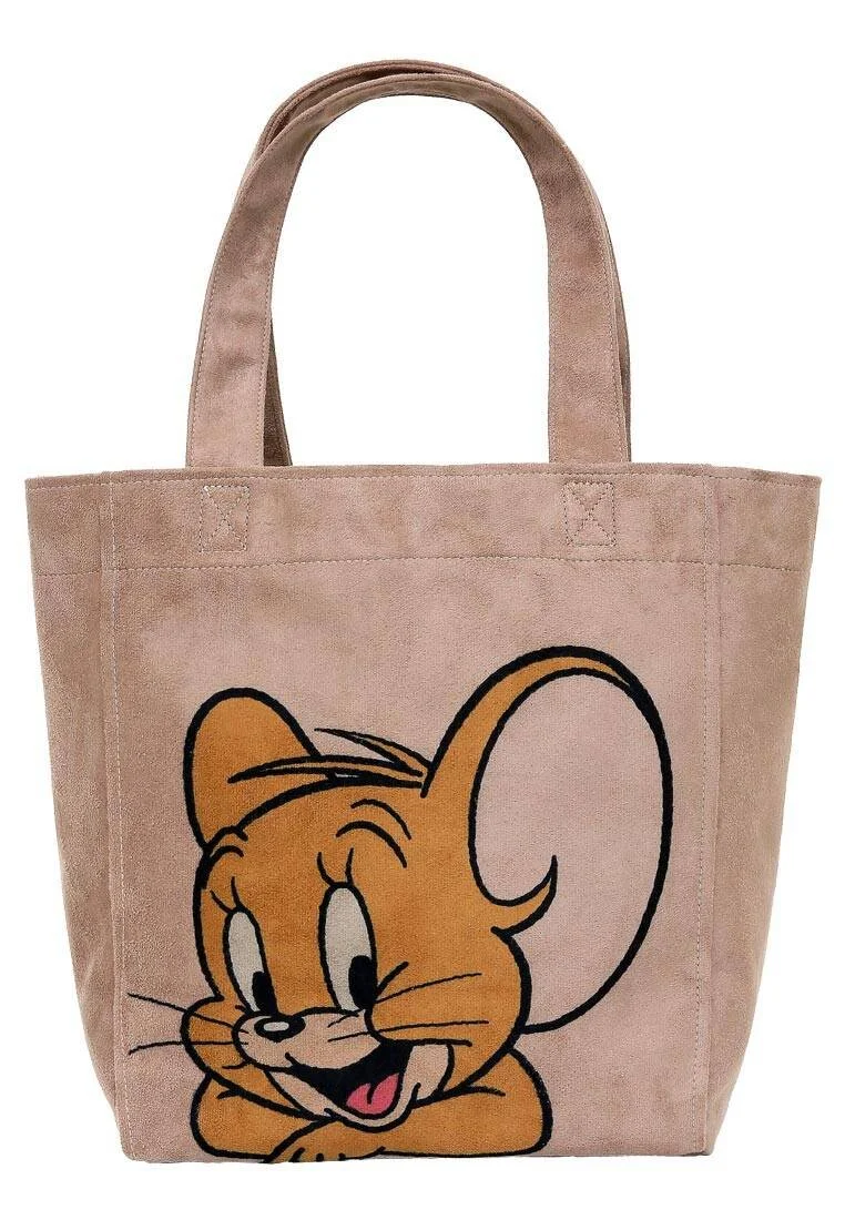 Women Vegan Cream Large Tote Bag - Warner Bros Smiles and Whiskers Design Women Vegan Cream Large Tote Bag - Warner Bros Smiles and Whiskers Design
