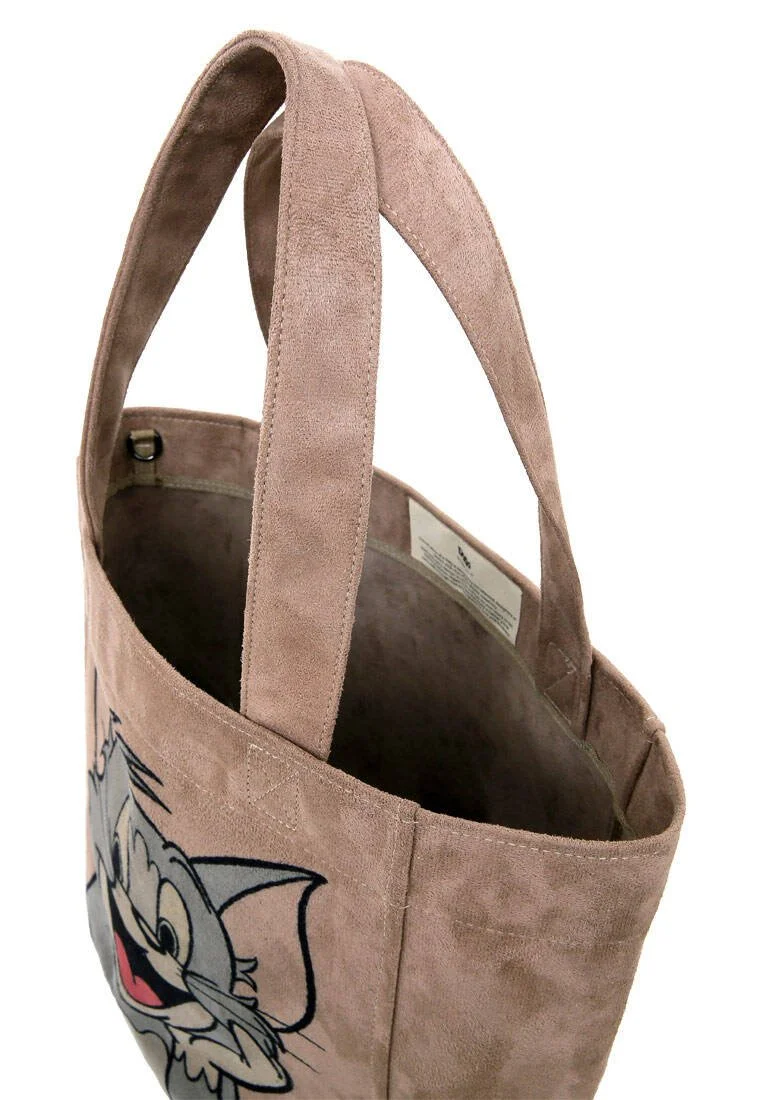 Women Vegan Cream Large Tote Bag - Warner Bros Smiles and Whiskers Design Women Vegan Cream Large Tote Bag - Warner Bros Smiles and Whiskers Design
