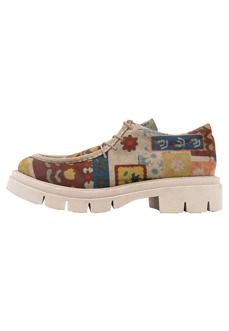Women Vegan Cream Loafers - Anatolian Patterns Design