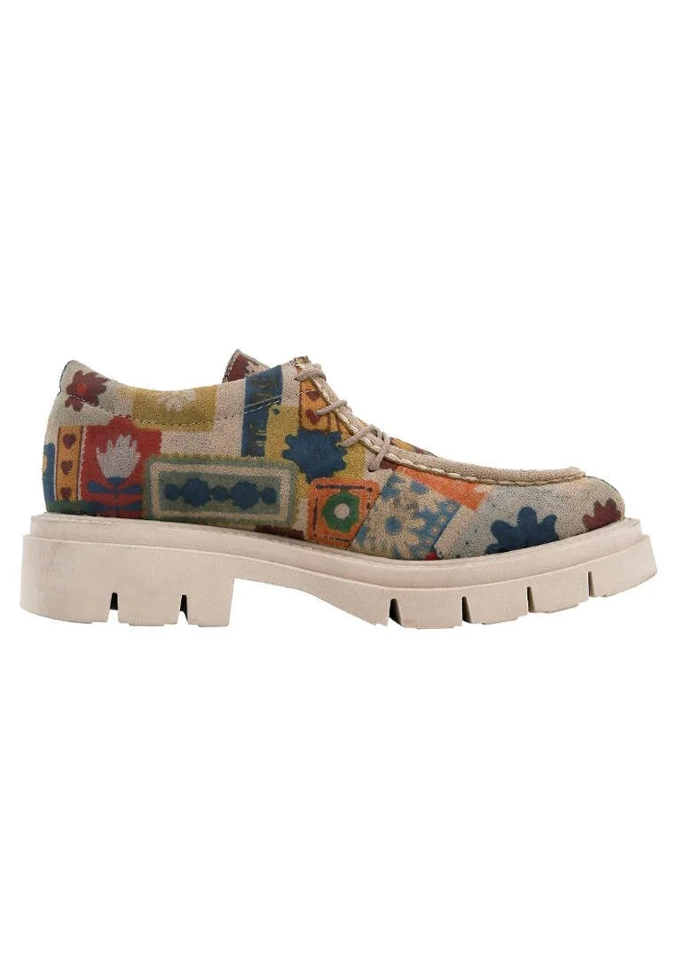 Women Vegan Cream Loafers - Anatolian Patterns Design