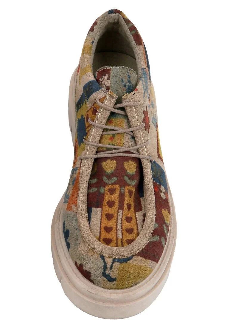 Women Vegan Cream Loafers - Anatolian Patterns Design