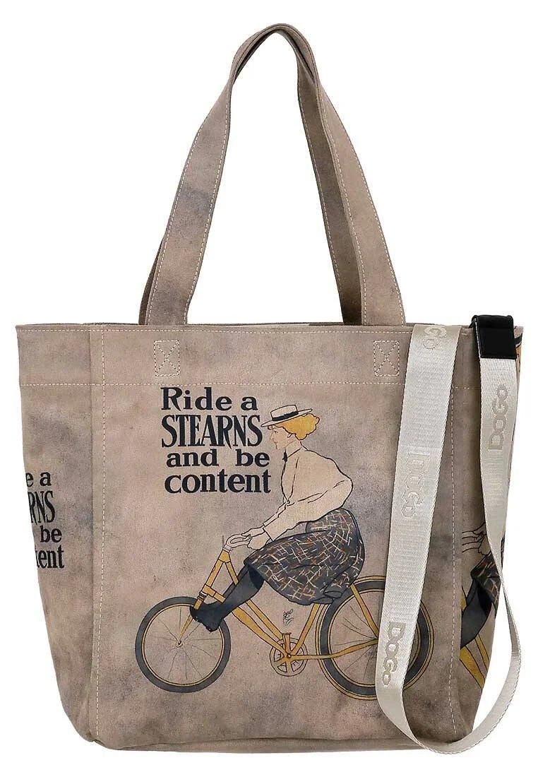Women Vegan Leather Gray Large Tote Bag - Rider Woman Design