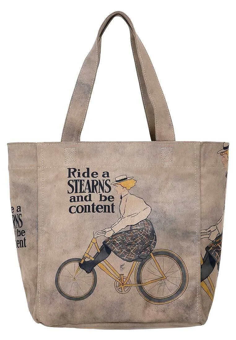 Women Vegan Leather Gray Large Tote Bag - Rider Woman Design