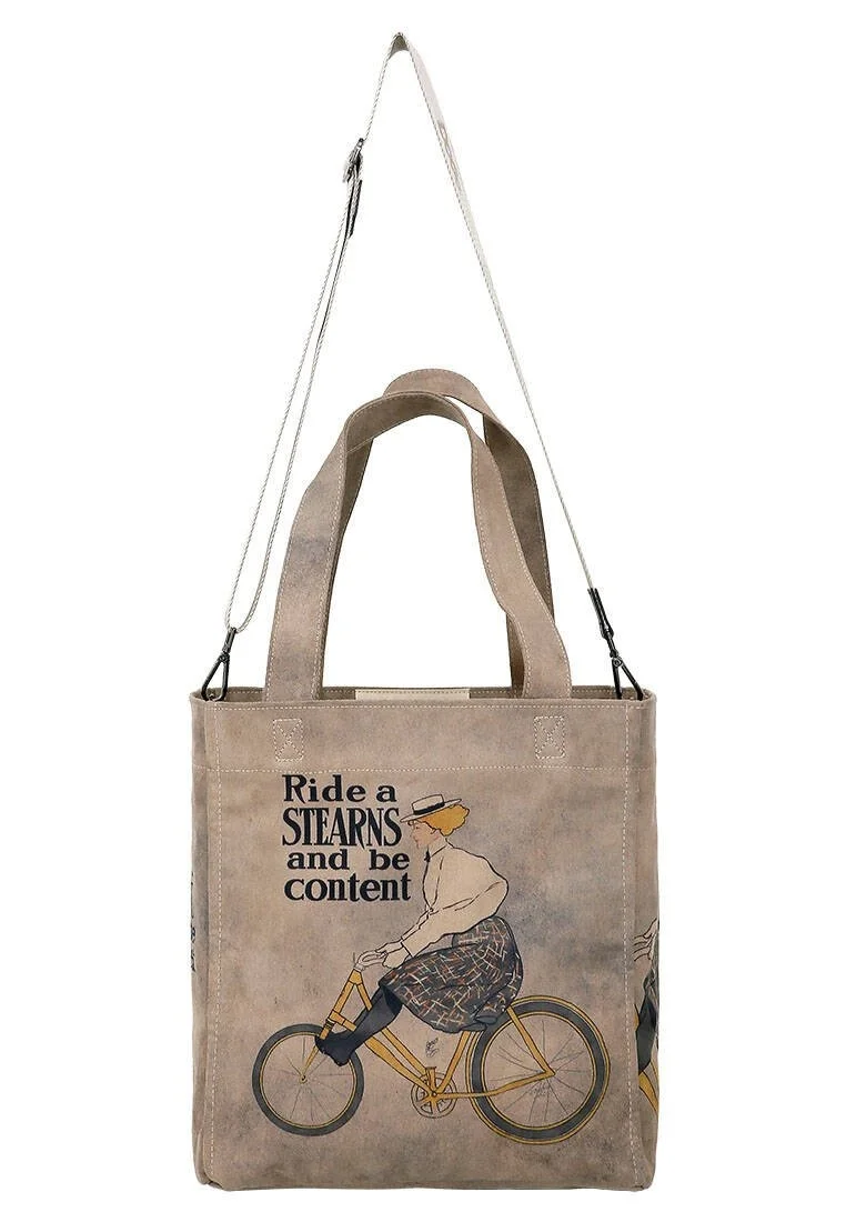 Women Vegan Leather Gray Large Tote Bag - Rider Woman Design