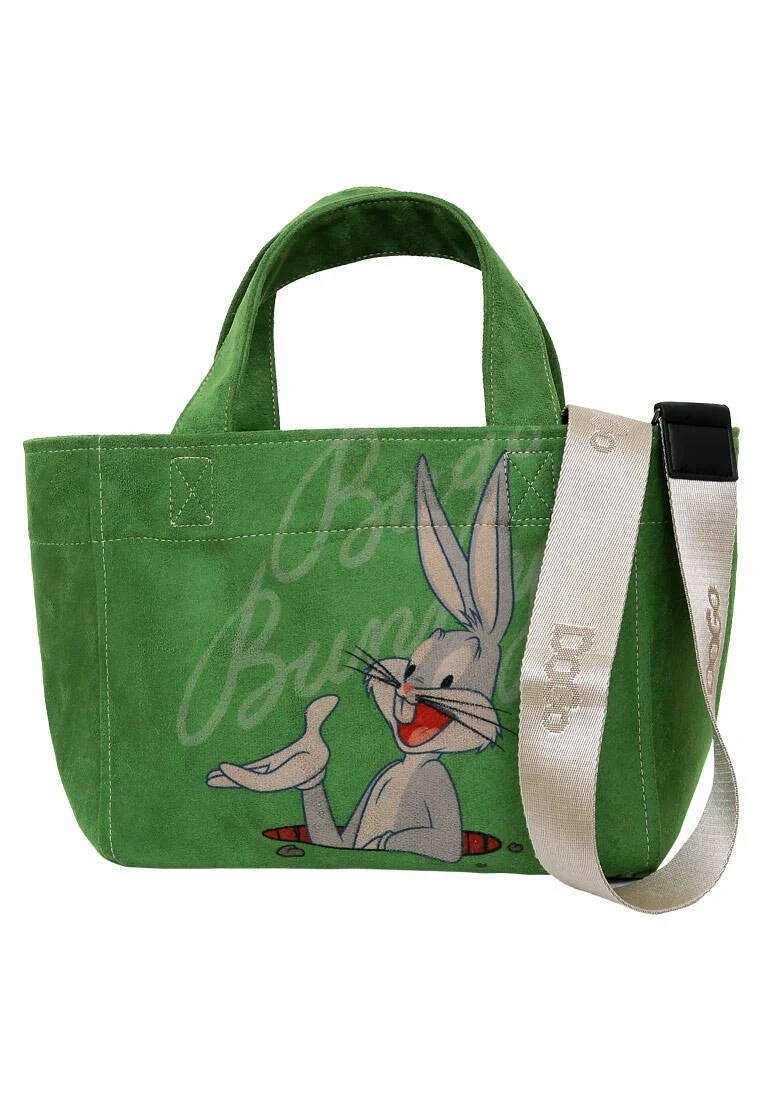 Women Vegan Green Medium Tote Bag - Warner Bros Bugs Bunny Bunny Talk Design Women Vegan Green Medium Tote Bag - Warner Bros Bugs Bunny Bunny Talk Design