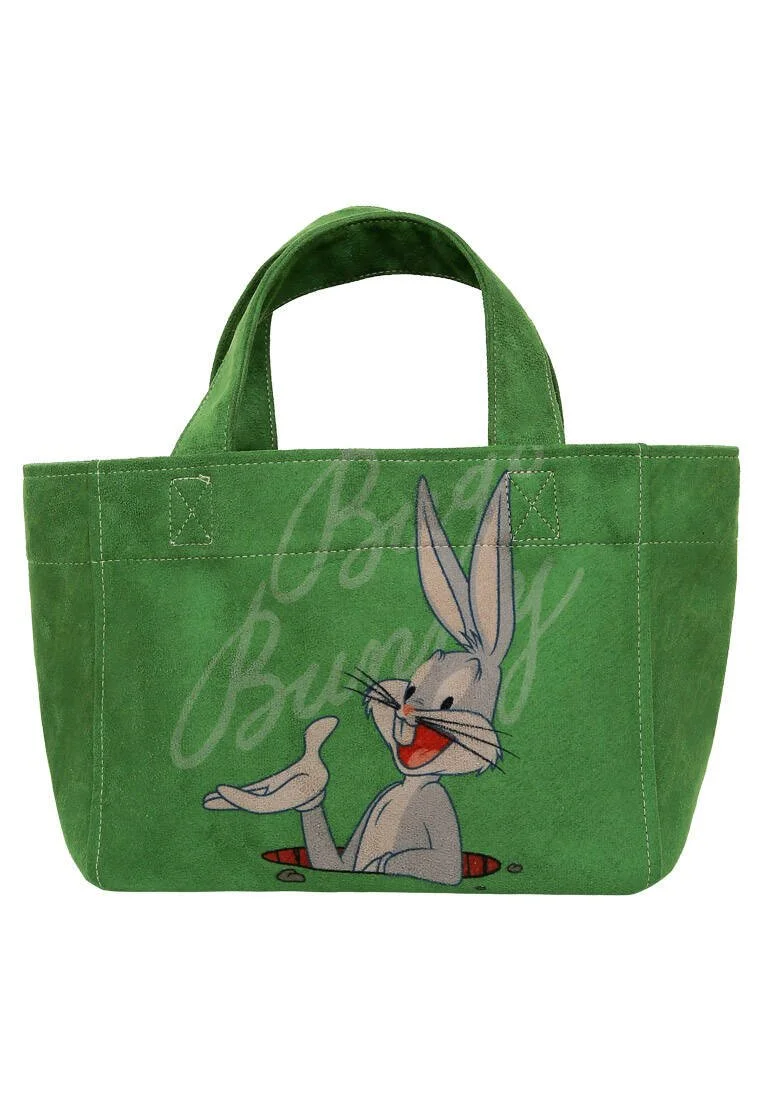Women Vegan Green Medium Tote Bag - Warner Bros Bugs Bunny Bunny Talk Design Women Vegan Green Medium Tote Bag - Warner Bros Bugs Bunny Bunny Talk Design