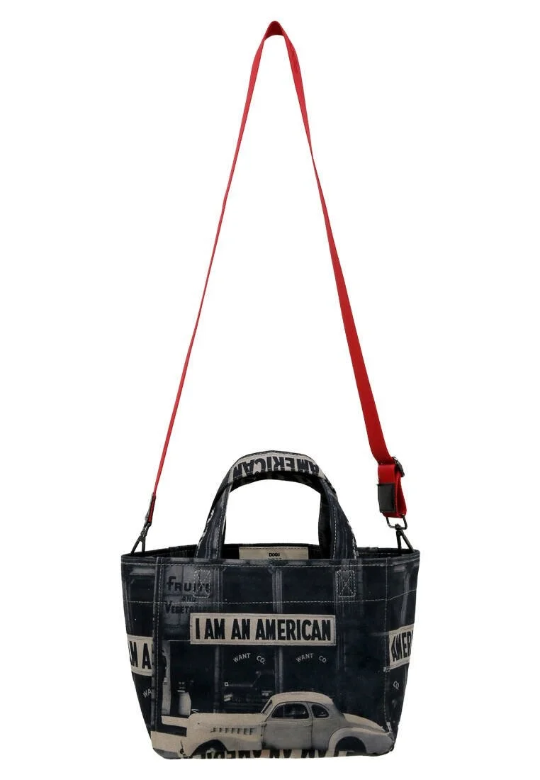 Women Vegan Grey Medium Tote Bag - I am an American Design