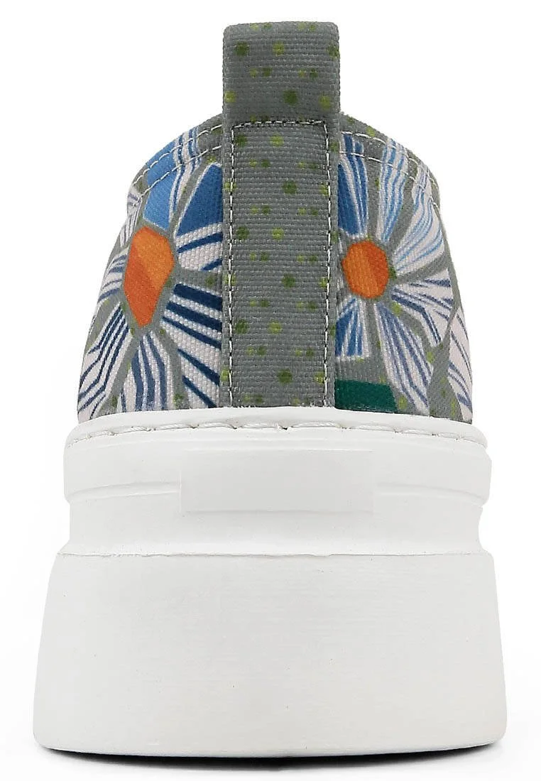 Women Vegan Grey Platform Sneakers - Origami Bloom Design
