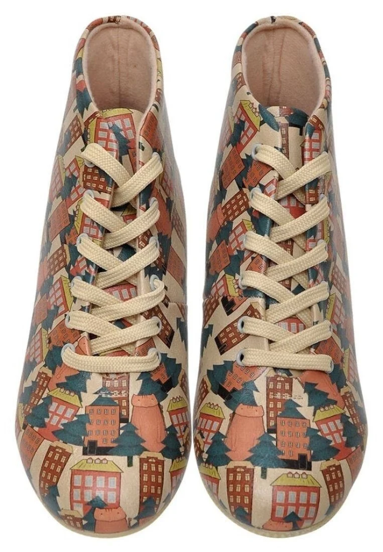Women Vegan Leather Multicolor Ankle Boots - Home Sweet Home Design