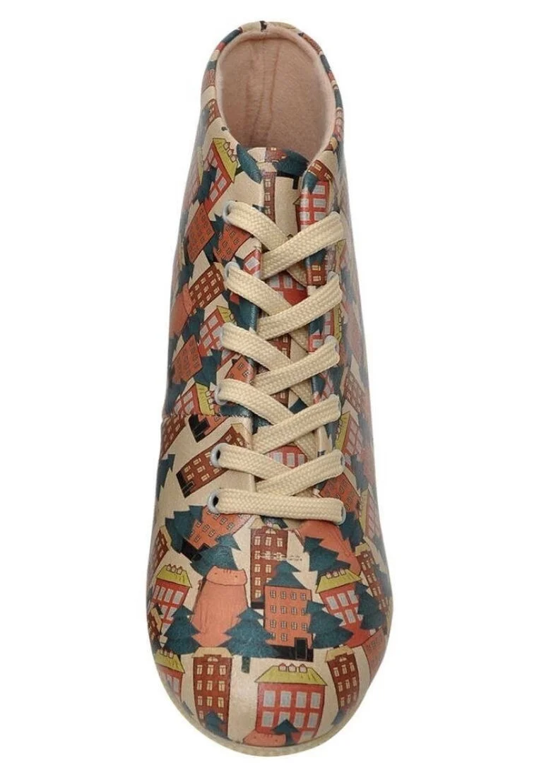 Women Vegan Leather Multicolor Ankle Boots - Home Sweet Home Design