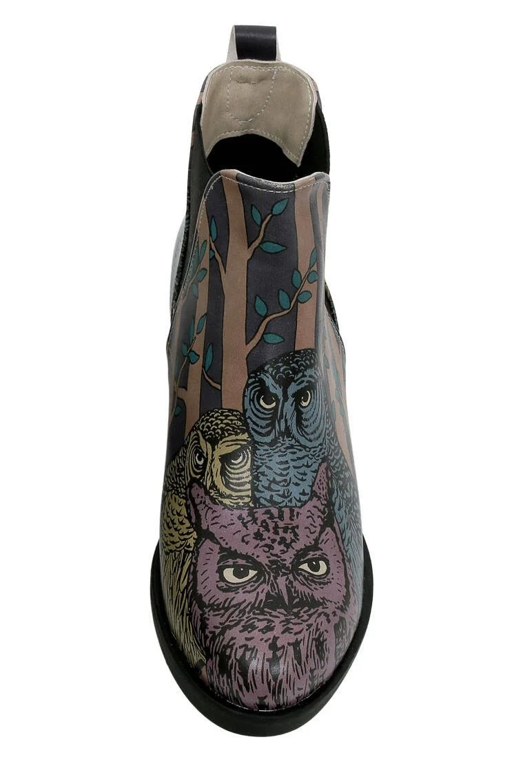 Women Vegan Leather Multicolor Ankle Boots - Ever Feel Like You're Being Watched Design