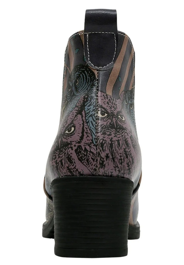 Women Vegan Leather Multicolor Ankle Boots - Ever Feel Like You're Being Watched Design