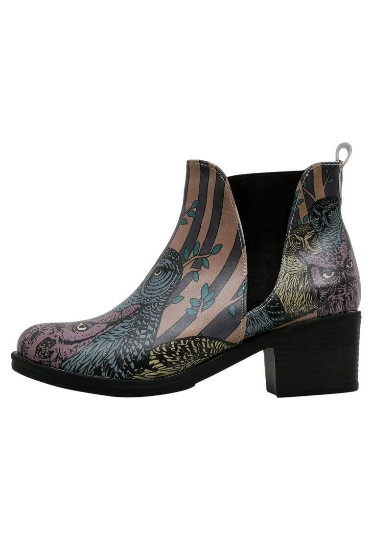 Women Vegan Leather Multicolor Ankle Boots - Ever Feel Like You're Being Watched Design