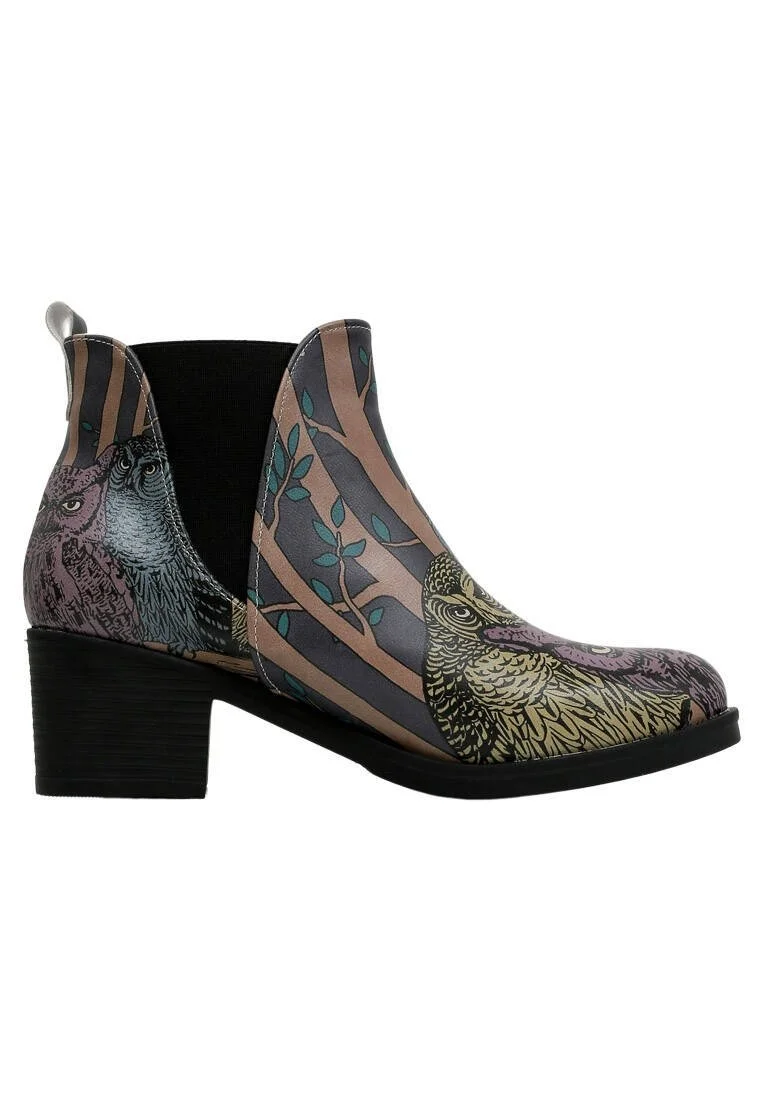 Women Vegan Leather Multicolor Ankle Boots - Ever Feel Like You're Being Watched Design