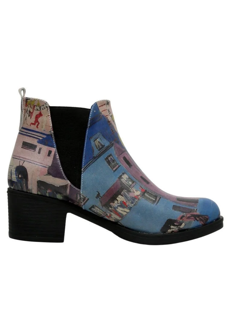 Women Vegan Leather Multicolor Ankle Boots - Bern Design