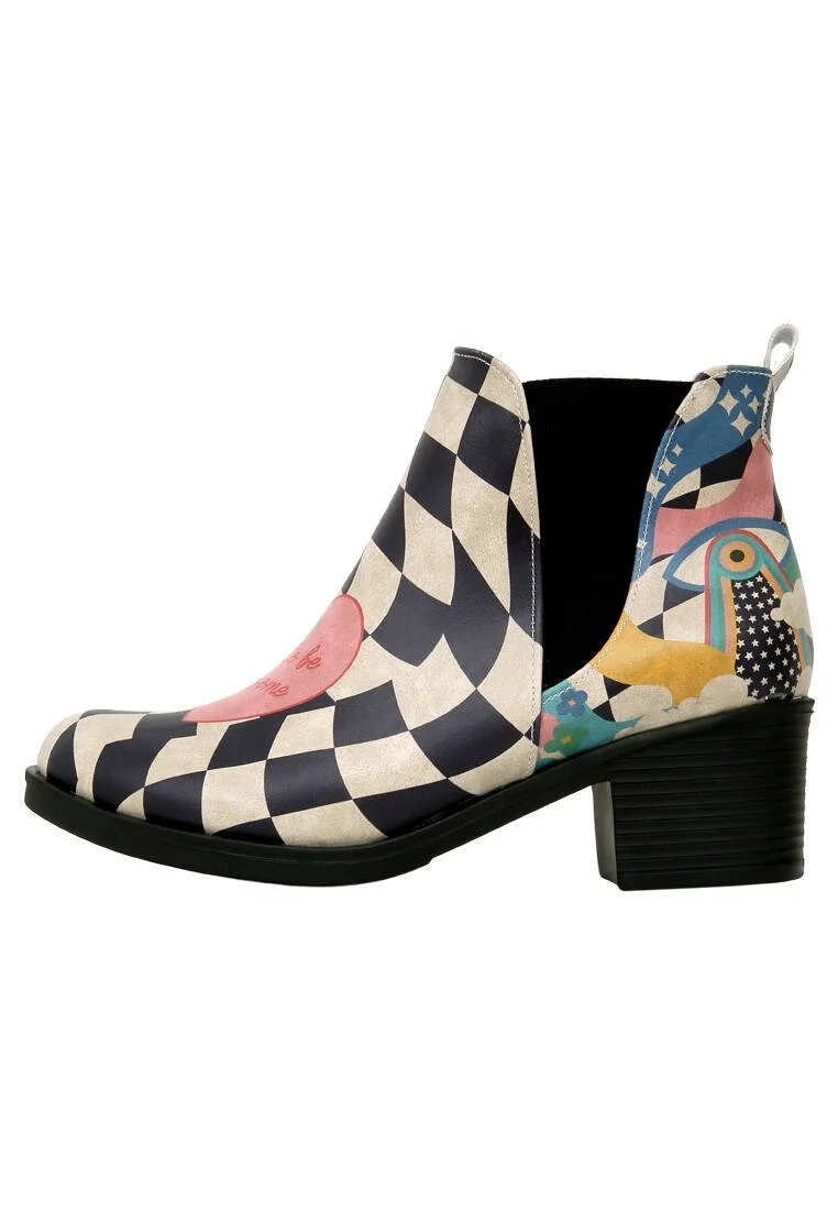 Women Vegan Leather Multicolor Ankle Boots - Born to be Awesome Design