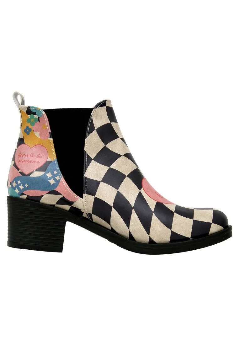 Women Vegan Leather Multicolor Ankle Boots - Born to be Awesome Design