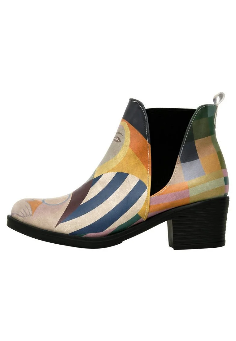 Women Vegan Leather Multicolor Ankle Boots - Book Club Design