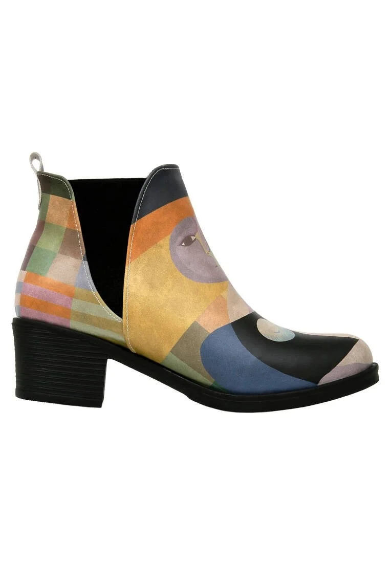 Women Vegan Leather Multicolor Ankle Boots - Book Club Design
