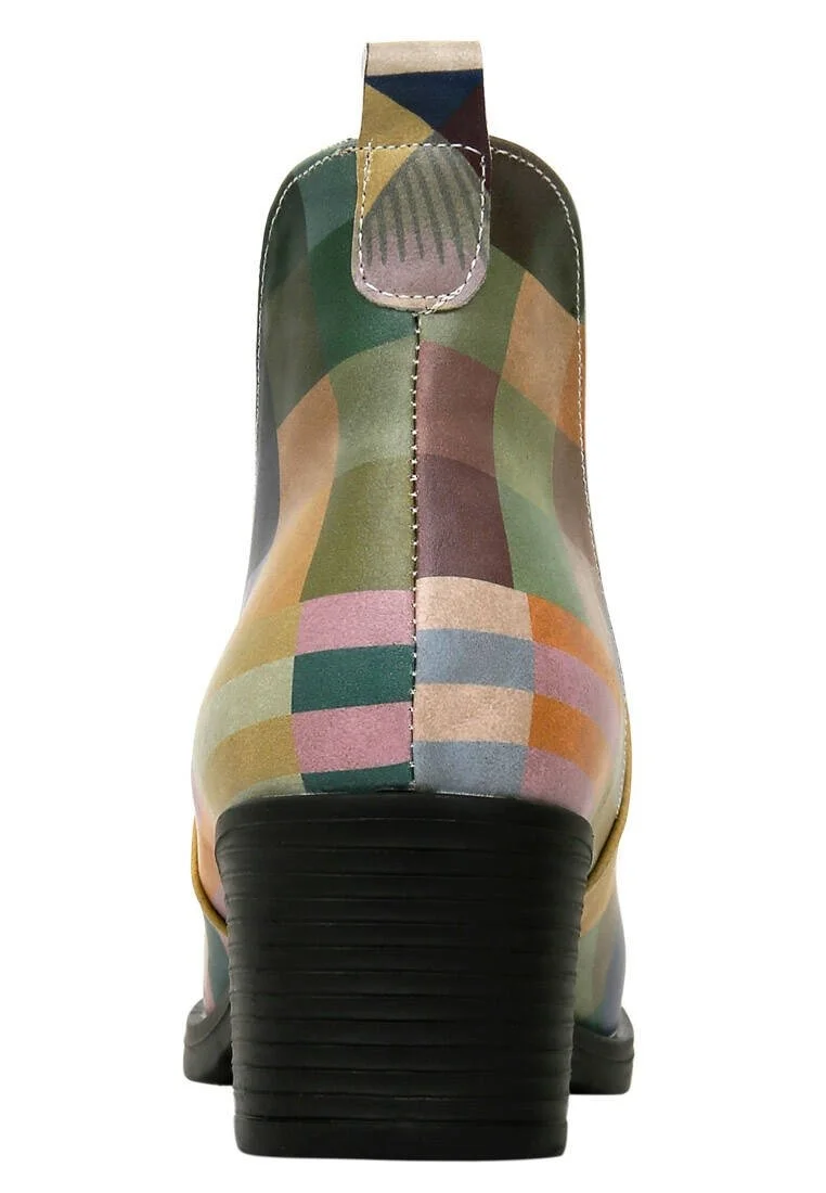 Women Vegan Leather Multicolor Ankle Boots - Book Club Design
