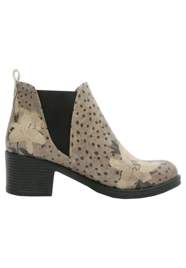 Women Vegan Leather Beige Ankle Boots - Black Dress Design