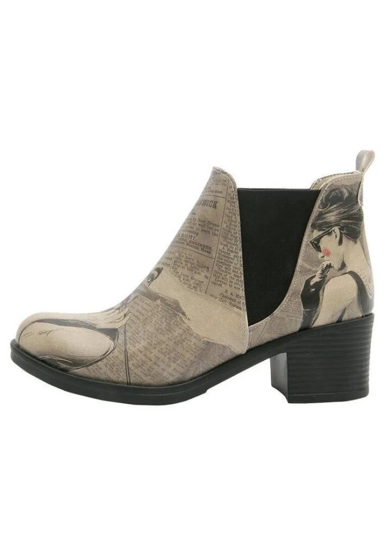 Women Vegan Leather Beige Ankle Boots - Go Back To Being Yourself Design