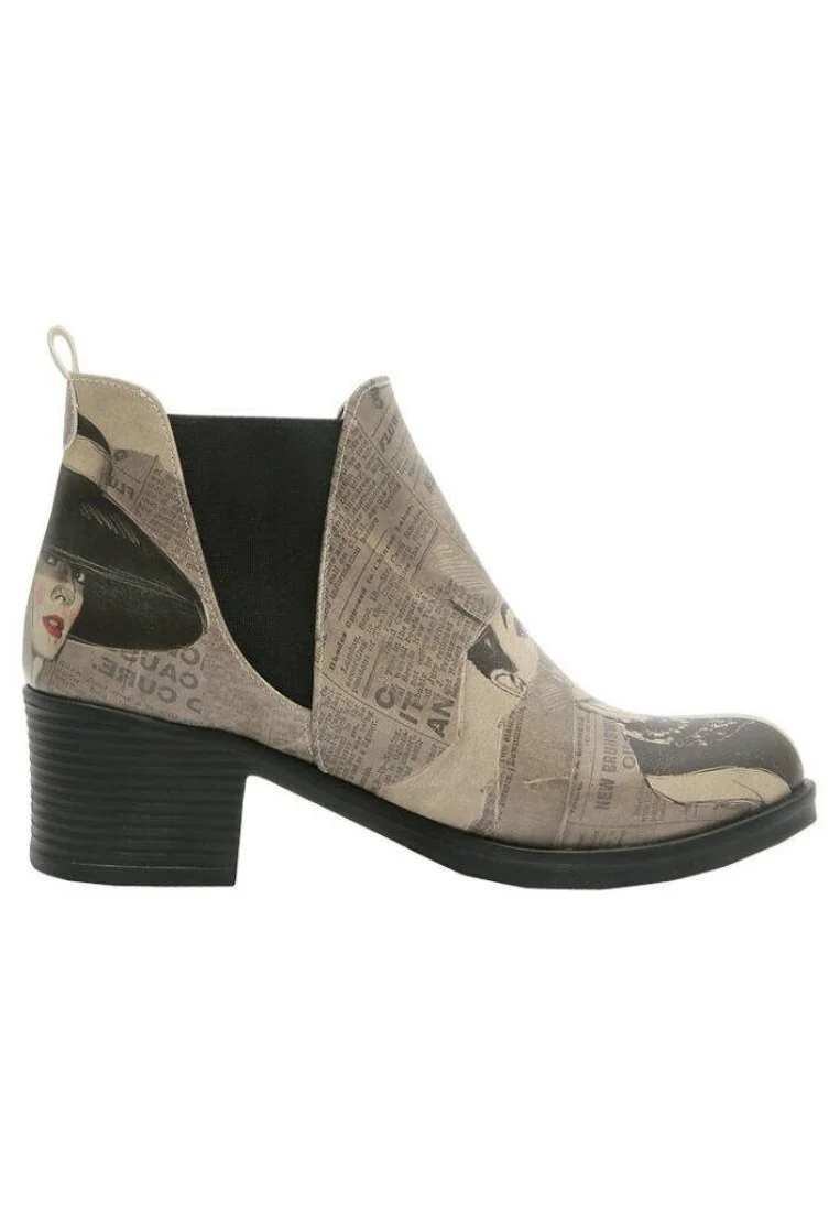 Women Vegan Leather Beige Ankle Boots - Go Back To Being Yourself Design