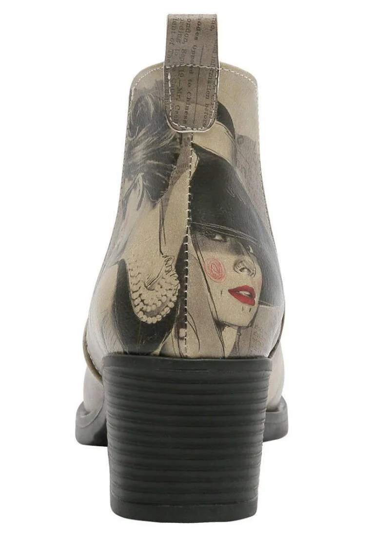 Women Vegan Leather Beige Ankle Boots - Go Back To Being Yourself Design