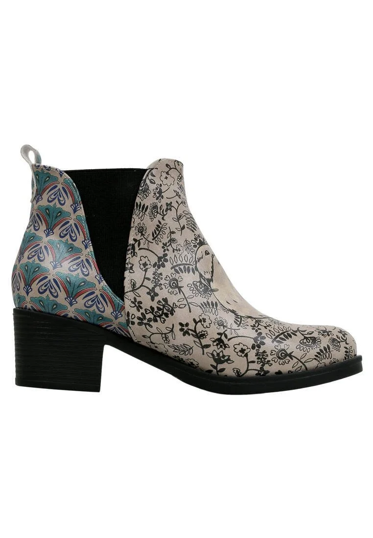 Women Vegan Leather Beige Ankle Boots - Let Your Dreams Be Your Wings Design