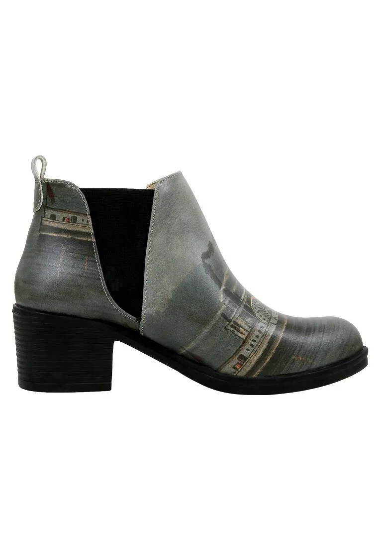 Women Vegan Leather Grey Ankle Boots - Nature Design