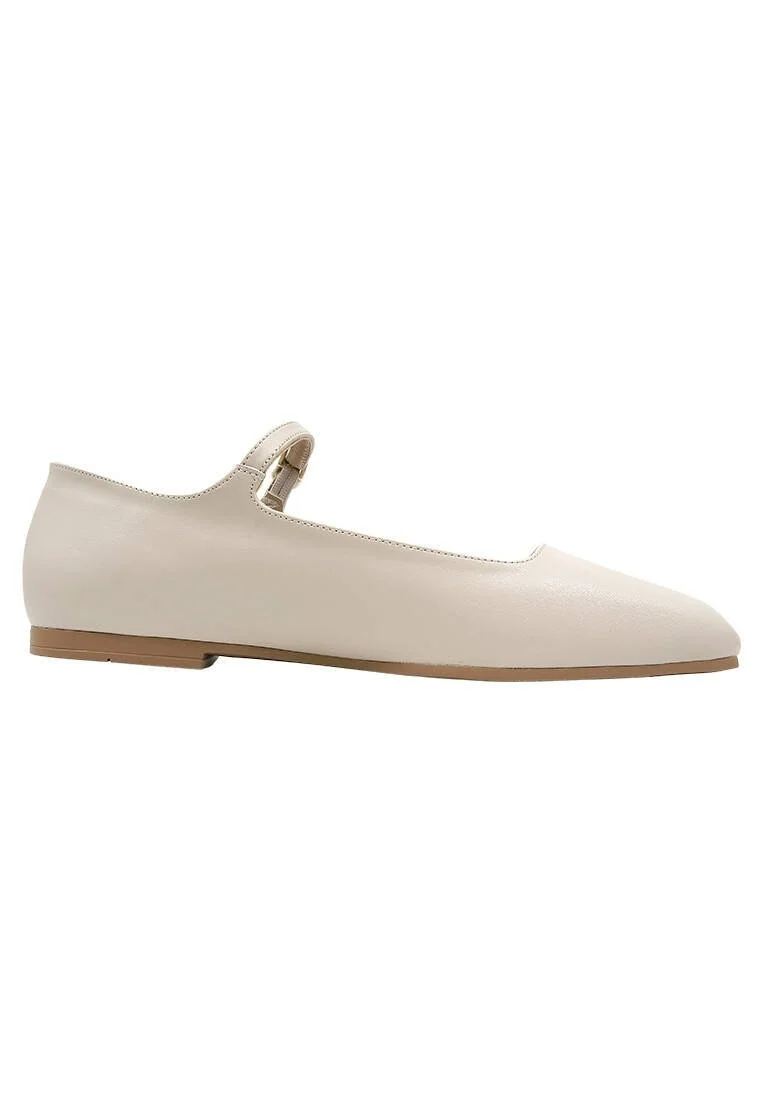 Women Vegan Leather Beige Ballerinas - Heart of the Balloon Design