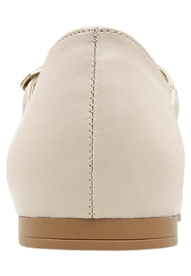 Women Vegan Leather Beige Ballerinas - Heart of the Balloon Design
