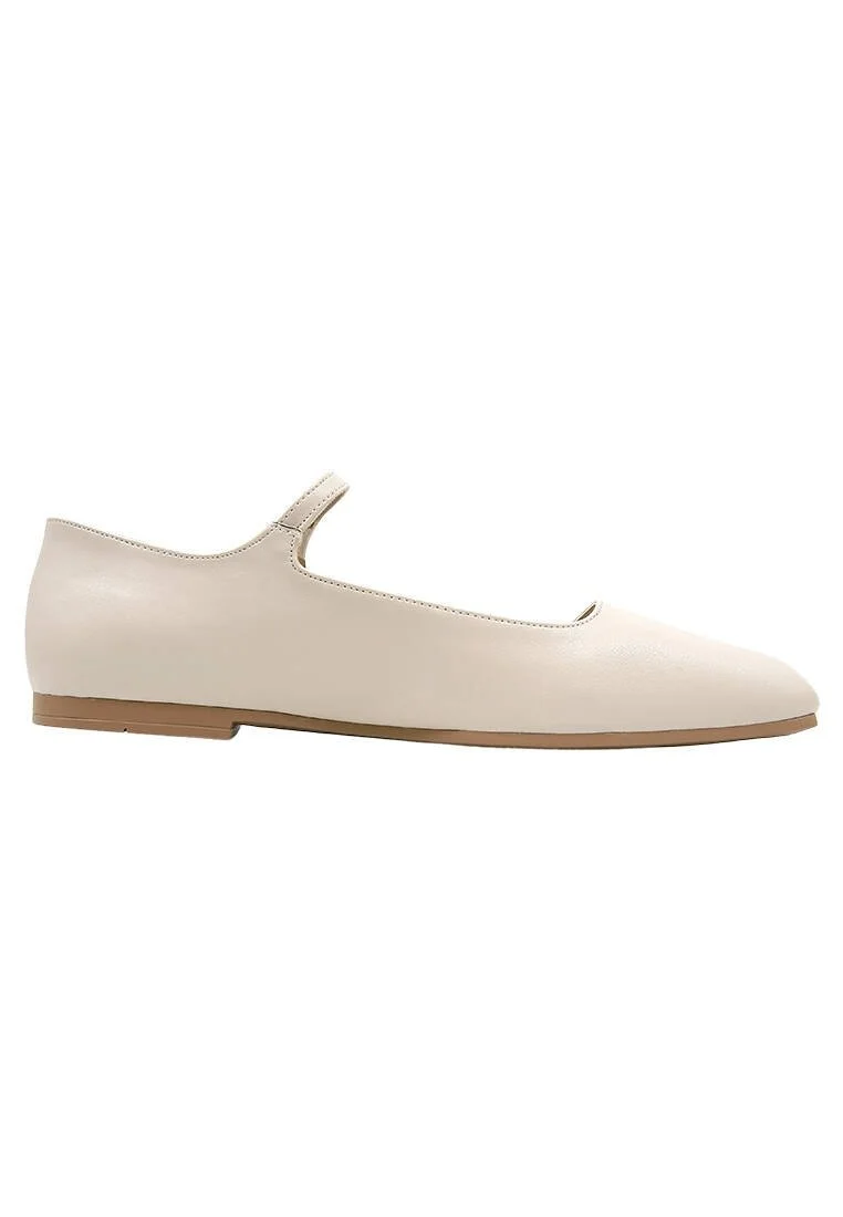 Women Vegan Leather Beige Ballerinas - Whiskers and Purrs Design