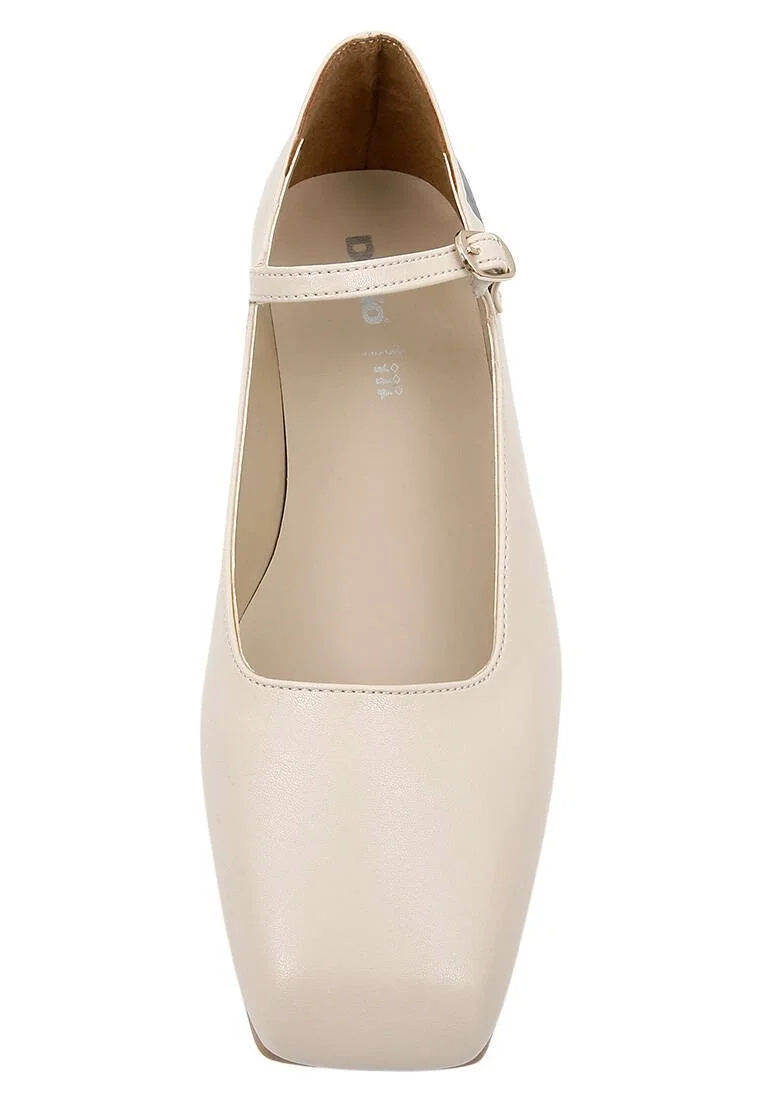 Women Vegan Leather Beige Ballerinas - Whiskers and Purrs Design