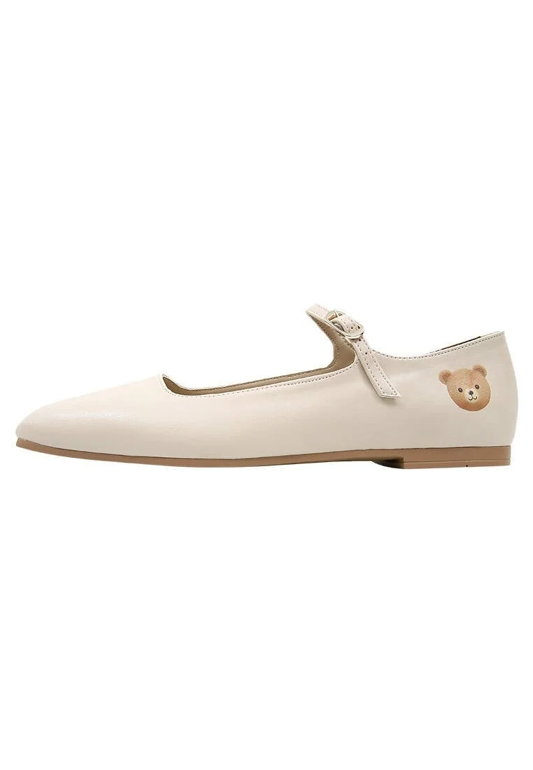 Women Vegan Leather Beige Ballerinas - Teddy Design