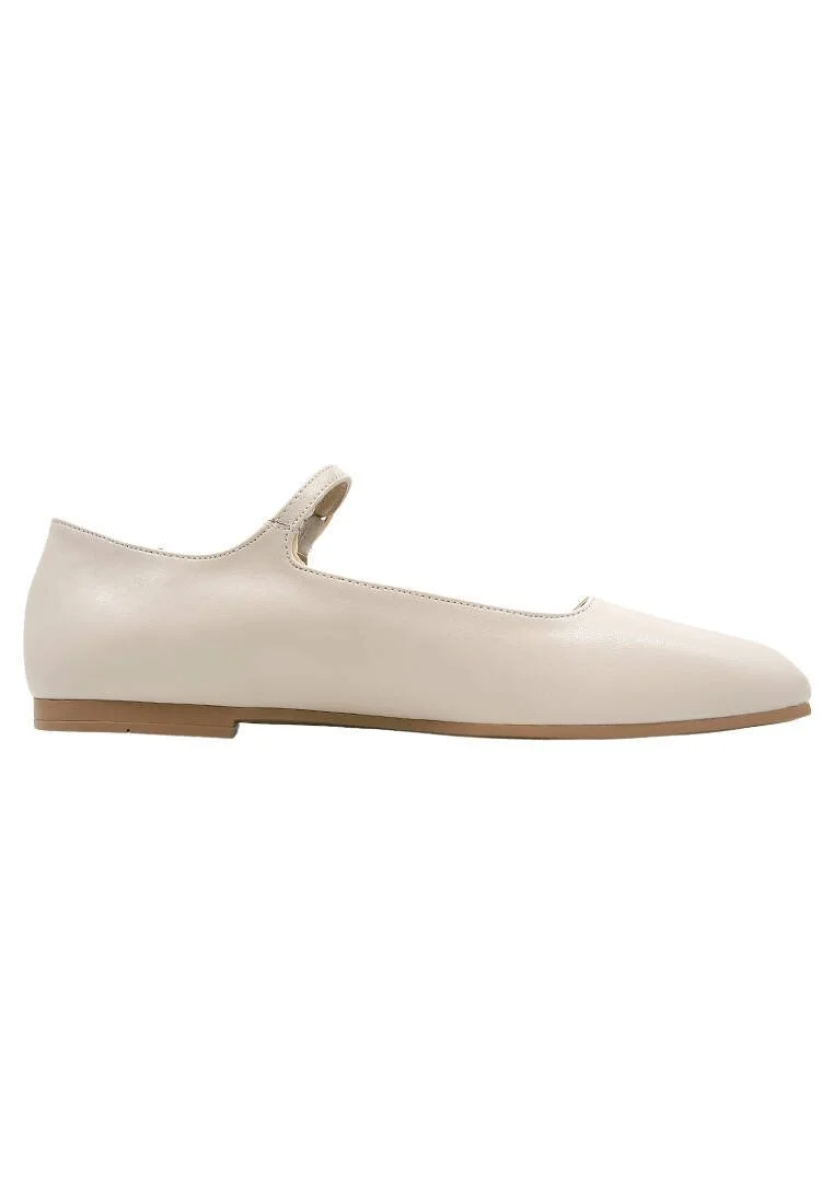 Women Vegan Leather Beige Ballerinas - Teddy Design