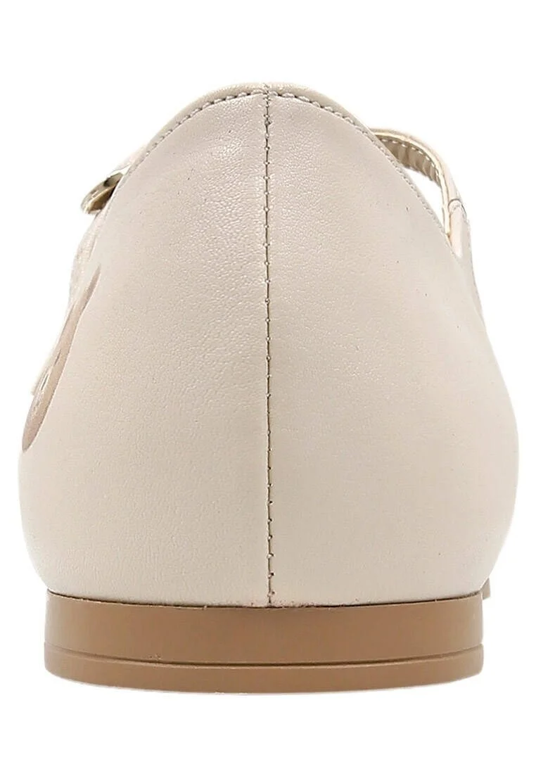 Women Vegan Leather Beige Ballerinas - Teddy Design