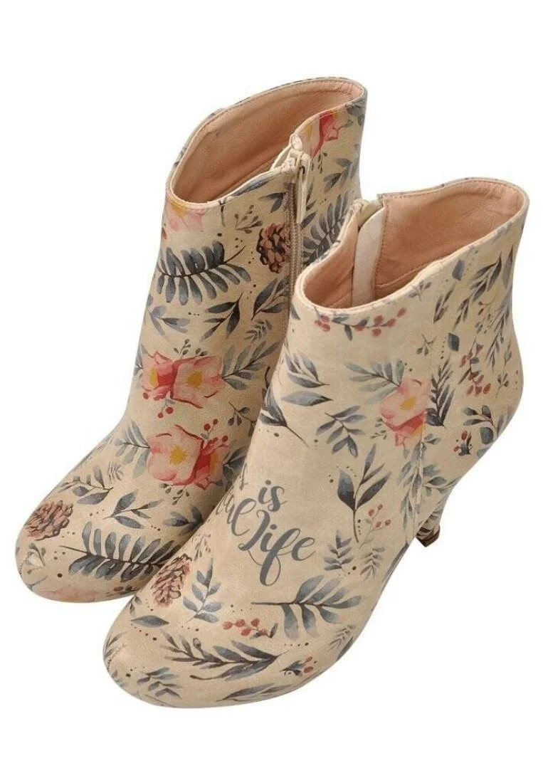 Women Vegan Leather Beige Bootie - Real life Design