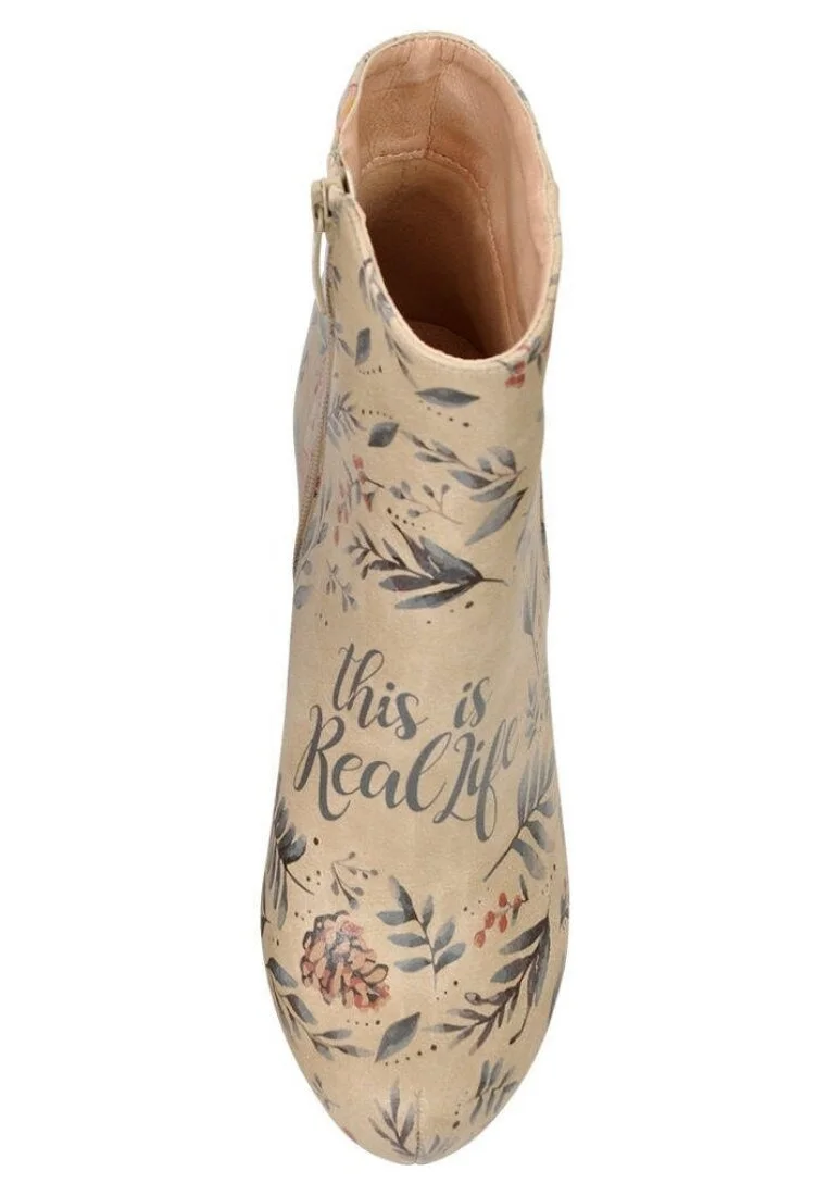 Women Vegan Leather Beige Bootie - Real life Design