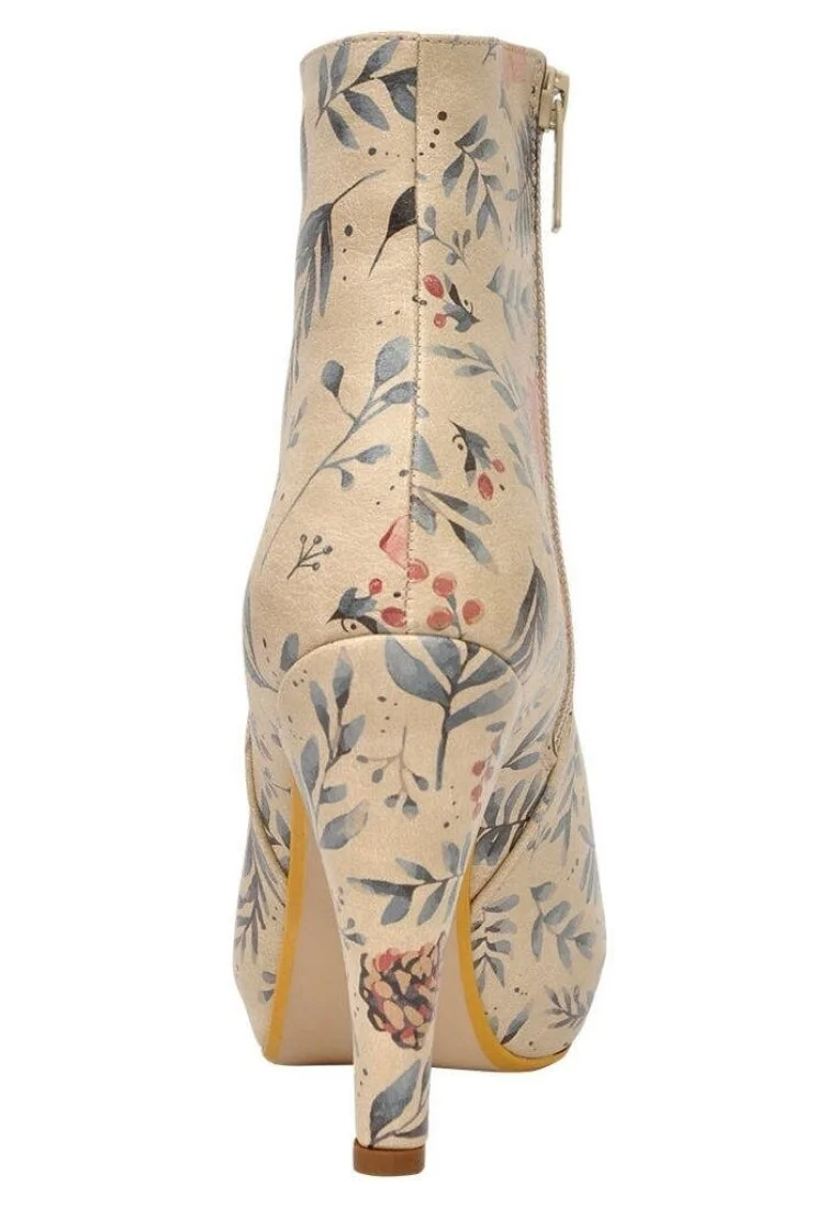Women Vegan Leather Beige Bootie - Real life Design