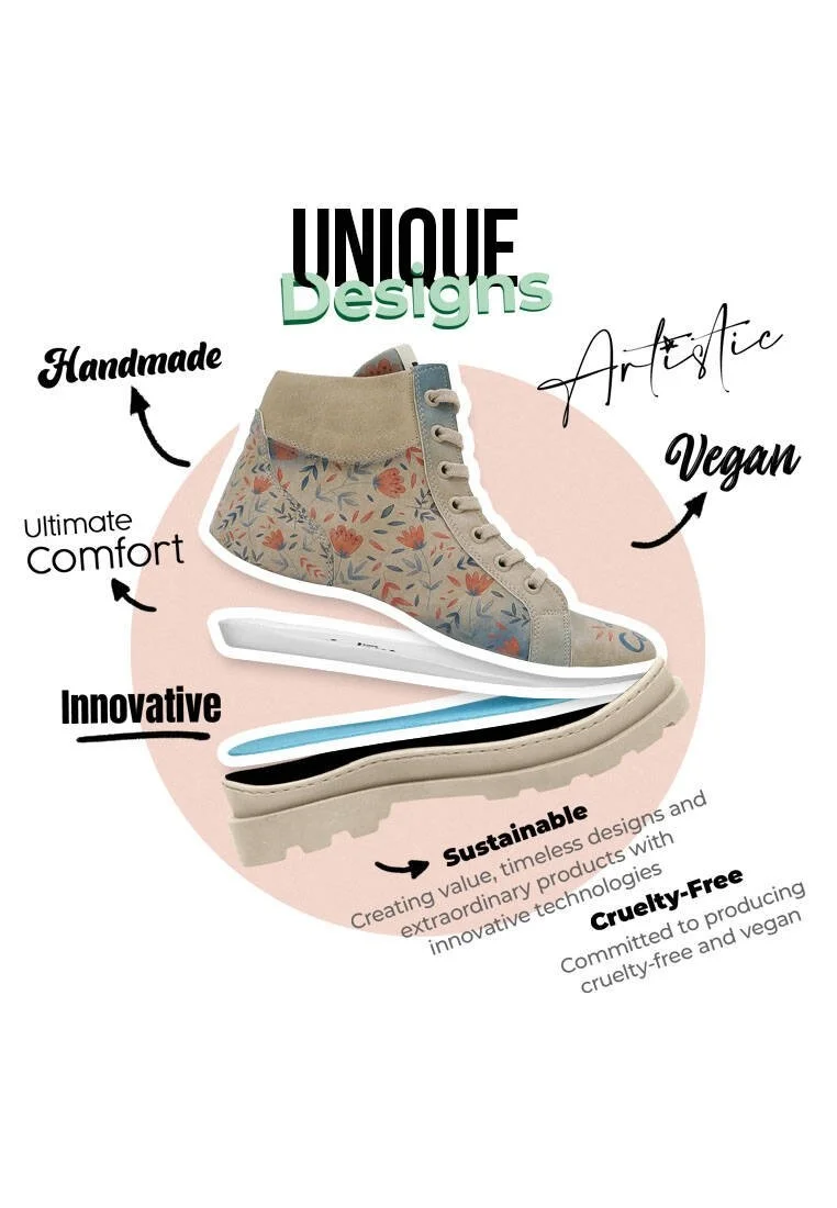 Women Vegan Leather Beige Boots - Lost in Colors Design