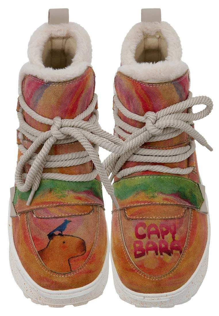 Women Vegan Leather Beige Boots - Capybara Design