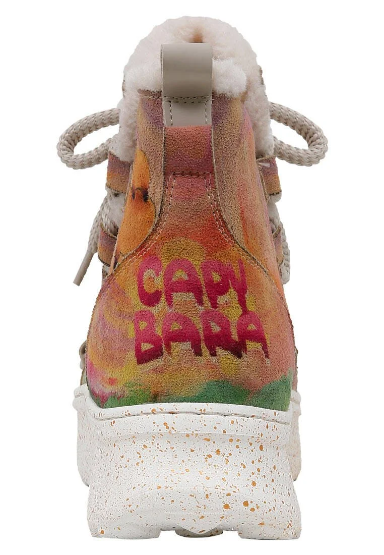 Women Vegan Leather Beige Boots - Capybara Design