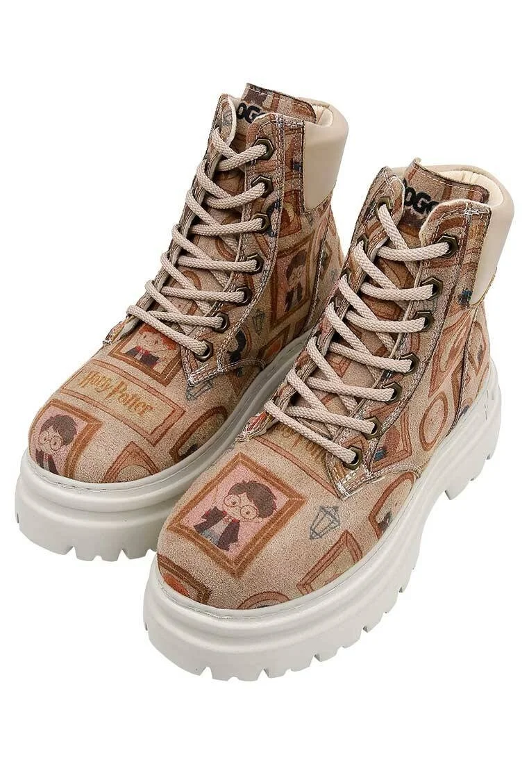 Women Vegan Leather Beige Boots - Frames-of-Hogwarts Design