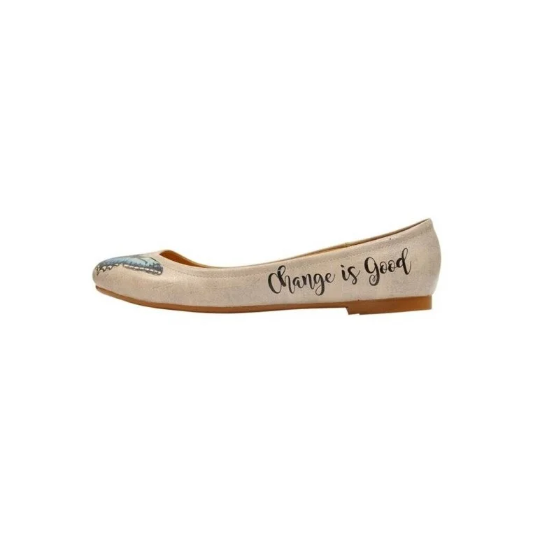 Women Vegan Leather Beige Flat Shoes - Change is Good Design